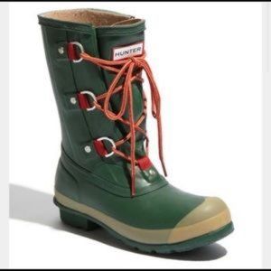 Hunter Rain Boots Green lace up size 9M/10F